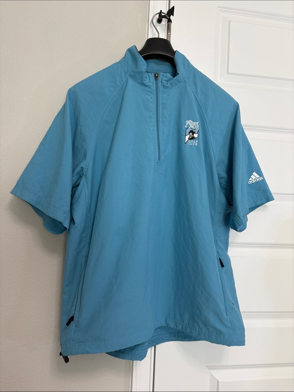 adidas Teal Blue Short-Sleeve Quarter-Zip Pullover